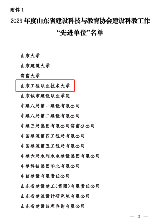 山东工程职业技术大学荣获山东省建设科技与教育协会建设科教工作“先进单位”称号(图2)